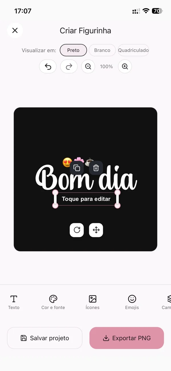 Criador de figurinhas do app