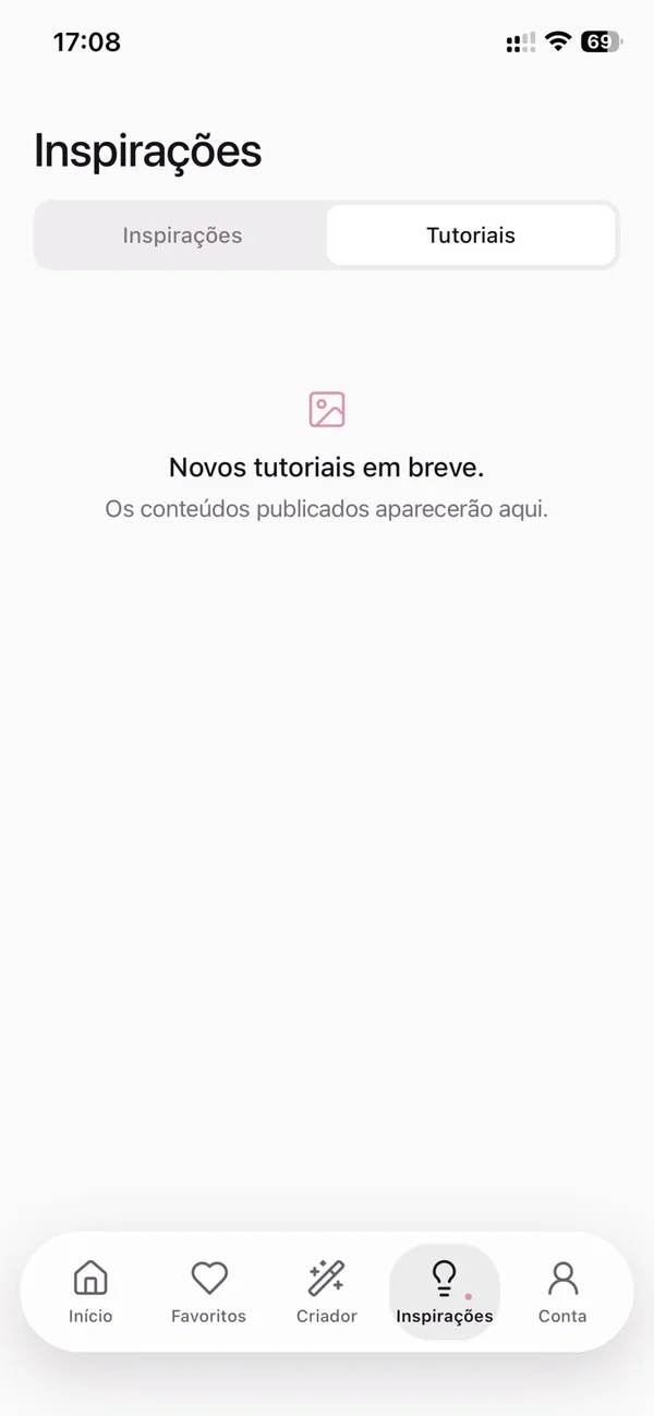 Aba de tutoriais do app